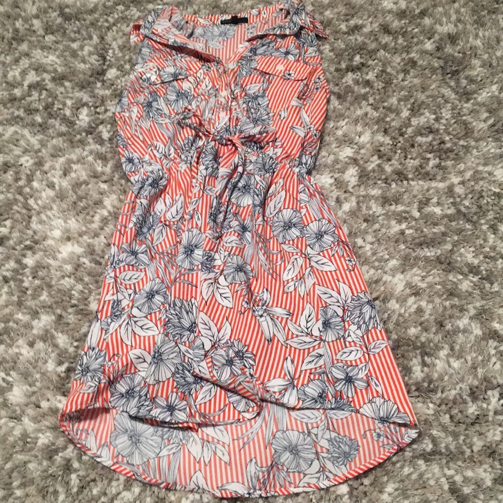 Red white and blue floral dress